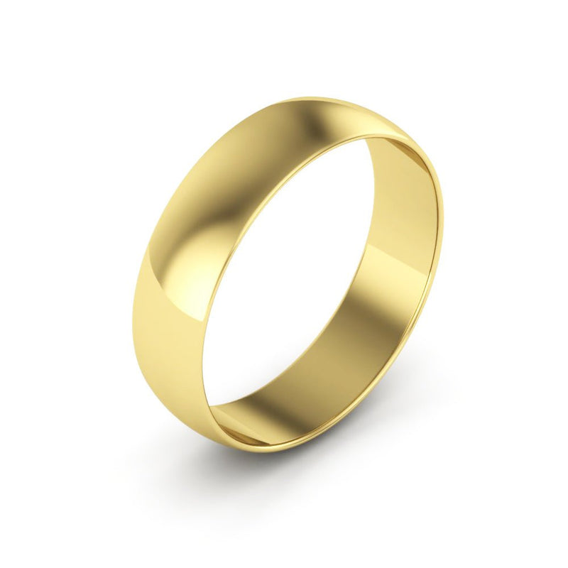 14K Yellow Gold 5mm extra light half round wedding bands - DELLAFORA