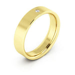 14K Yellow Gold 5mm flat comfort fit diamond wedding band - DELLAFORA