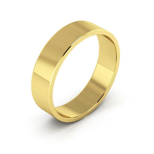 14K Yellow Gold 5mm flat wedding band - DELLAFORA