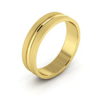 14K Yellow Gold 5mm grooved design brushed wedding band - DELLAFORA