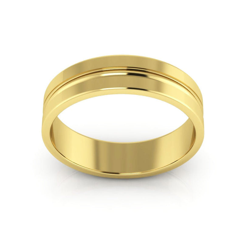 14K Yellow Gold 5mm grooved design wedding band - DELLAFORA