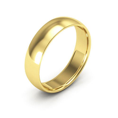 14K Yellow Gold 5mm half round comfort fit wedding band - DELLAFORA