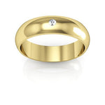 14K Yellow Gold 5mm half round diamond wedding band - DELLAFORA