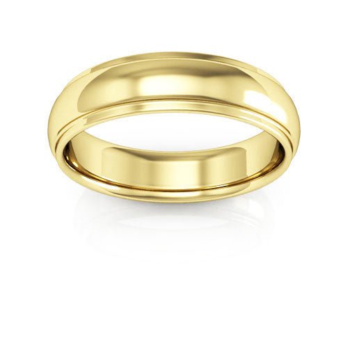 14K Yellow Gold 5mm half round edge design comfort fit wedding band - DELLAFORA