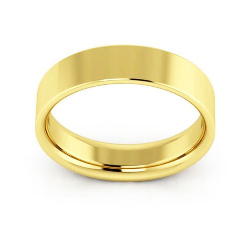 14K Yellow Gold 5mm heavy weight flat comfort fit wedding band - DELLAFORA