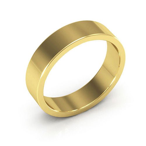 14K Yellow Gold 5mm heavy weight flat wedding band - DELLAFORA