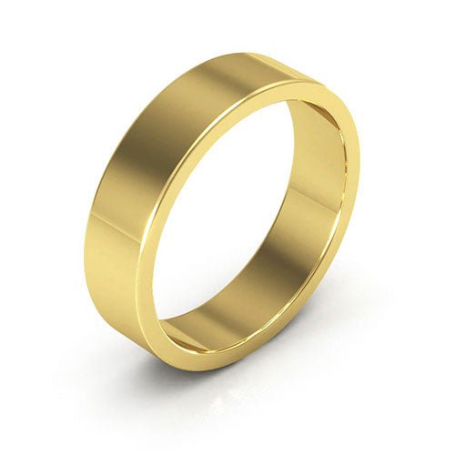 14K Yellow Gold 5mm heavy weight flat wedding band - DELLAFORA