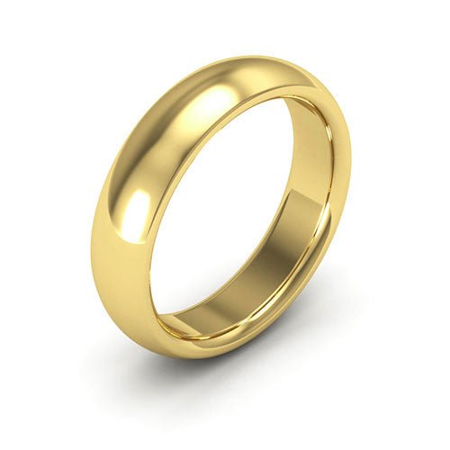 14K Yellow Gold 5mm heavy weight half round comfort fit wedding band - DELLAFORA