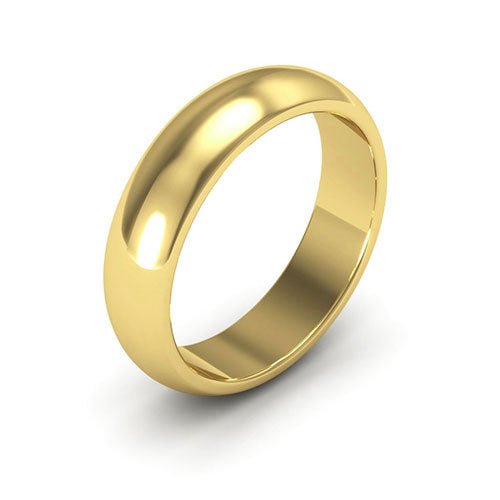 14K Yellow Gold 5mm heavy weight half round wedding band - DELLAFORA