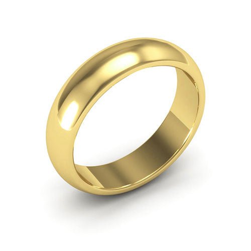 14K Yellow Gold 5mm heavy weight half round wedding band - DELLAFORA