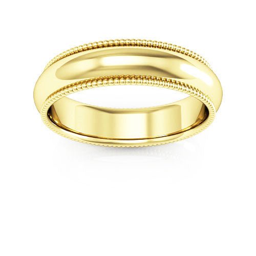 14K Yellow Gold 5mm milgrain comfort fit wedding band - DELLAFORA