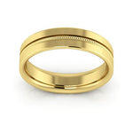 14K Yellow Gold 5mm milgrain grooved design comfort fit wedding band - DELLAFORA