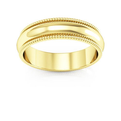 14K Yellow Gold 5mm milgrain wedding band - DELLAFORA