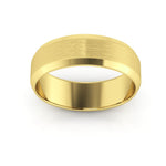 14K Yellow Gold 6mm beveled edge satin center wedding band - DELLAFORA