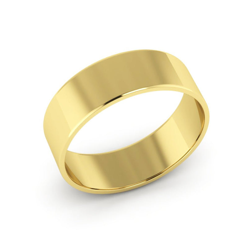 14K Yellow Gold 6mm extra light flat wedding bands - DELLAFORA