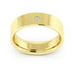 14K Yellow Gold 6mm flat comfort fit diamond wedding band - DELLAFORA