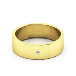 14K Yellow Gold 6mm flat diamond wedding band - DELLAFORA