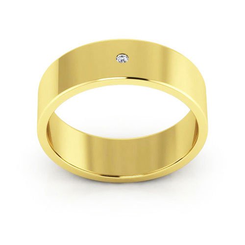 14K Yellow Gold 6mm flat diamond wedding band - DELLAFORA