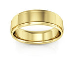 14K Yellow Gold 6mm flat edge design comfort fit wedding band - DELLAFORA