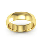 14K Yellow Gold 6mm half round comfort fit wedding band - DELLAFORA