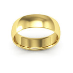 14K Yellow Gold 6mm half round comfort fit wedding band - DELLAFORA