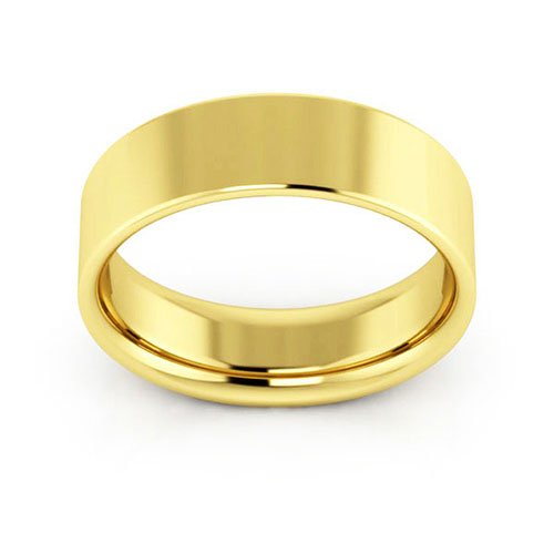 14K Yellow Gold 6mm heavy weight flat comfort fit wedding band - DELLAFORA