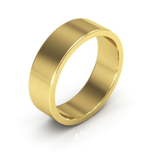 14K Yellow Gold 6mm heavy weight flat wedding band - DELLAFORA