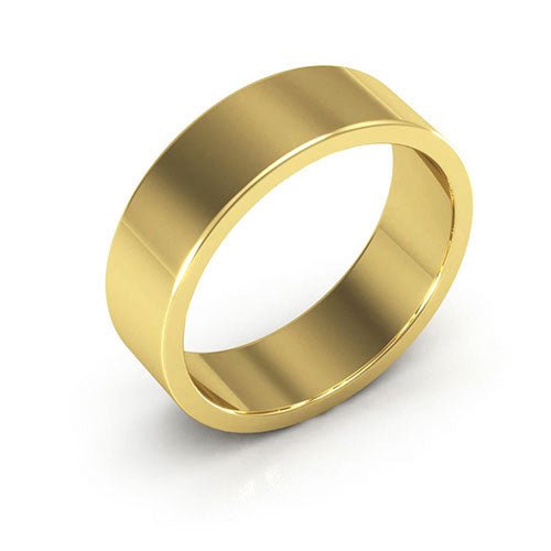 14K Yellow Gold 6mm heavy weight flat wedding band - DELLAFORA