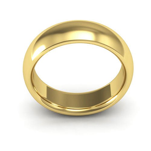 14K Yellow Gold 6mm heavy weight half round comfort fit wedding band - DELLAFORA