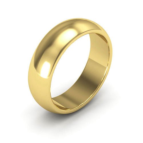 14K Yellow Gold 6mm heavy weight half round wedding band - DELLAFORA