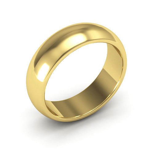 14K Yellow Gold 6mm heavy weight half round wedding band - DELLAFORA