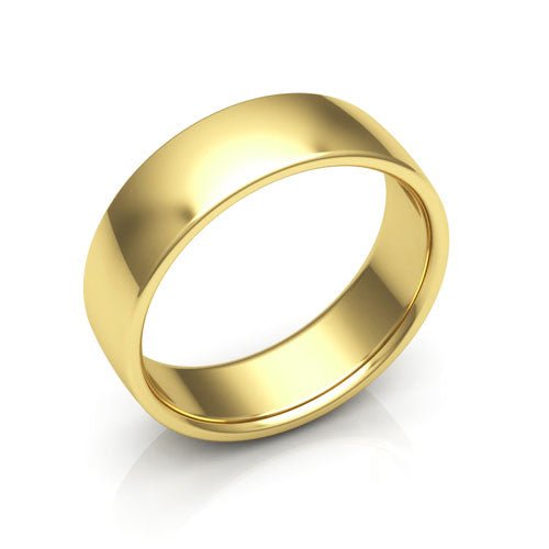 14K Yellow Gold 6mm low dome comfort fit wedding band - DELLAFORA