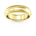 14K Yellow Gold 6mm milgrain comfort fit wedding band - DELLAFORA