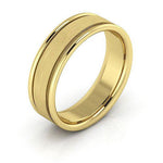 14K Yellow Gold 6mm raised edge design brushed center comfort fit wedding band - DELLAFORA