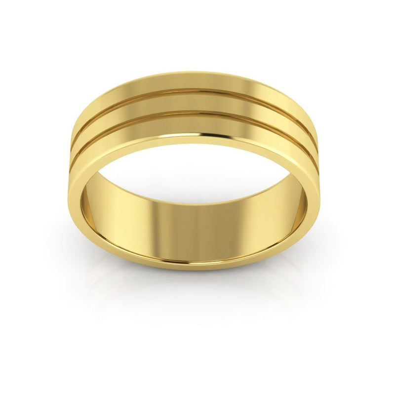 14K Yellow Gold 6mm rigged flat wedding band - DELLAFORA