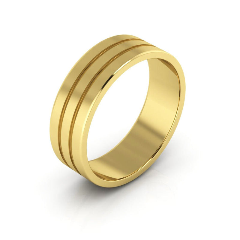 14K Yellow Gold 6mm rigged flat wedding band - DELLAFORA