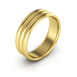 14K Yellow Gold 6mm rigged half round comfort fit wedding band - DELLAFORA