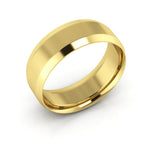 14K Yellow Gold 7mm beveled edge comfort fit wedding band - DELLAFORA