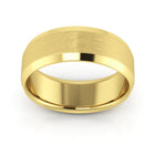 14K Yellow Gold 7mm beveled edge satin center comfort fit wedding band - DELLAFORA