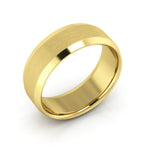 14K Yellow Gold 7mm beveled edge satin center comfort fit wedding band - DELLAFORA