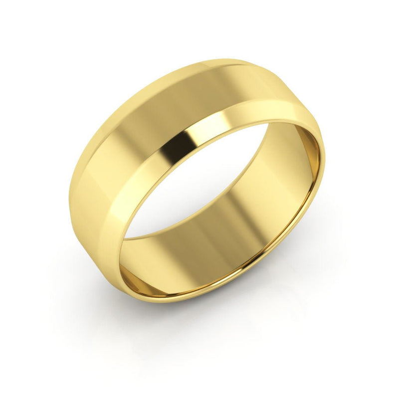 14K Yellow Gold 7mm beveled edge wedding band - DELLAFORA