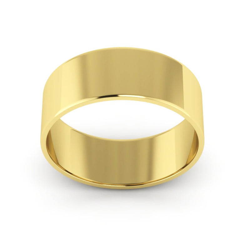 14K Yellow Gold 7mm extra light flat wedding bands - DELLAFORA