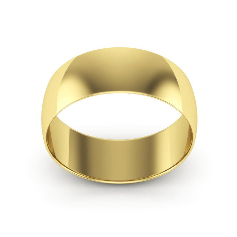 14K Yellow Gold 7mm extra light half round wedding bands - DELLAFORA