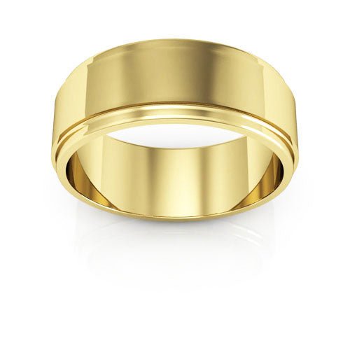 14K Yellow Gold 7mm flat edge design wedding band - DELLAFORA