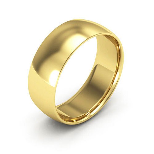 14K Yellow Gold 7mm half round comfort fit wedding band - DELLAFORA