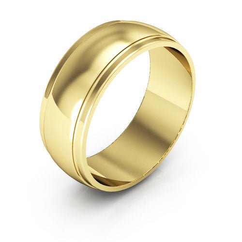 14K Yellow Gold 7mm half round edge design wedding band - DELLAFORA