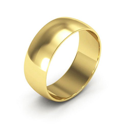 14K Yellow Gold 7mm half round wedding band - DELLAFORA