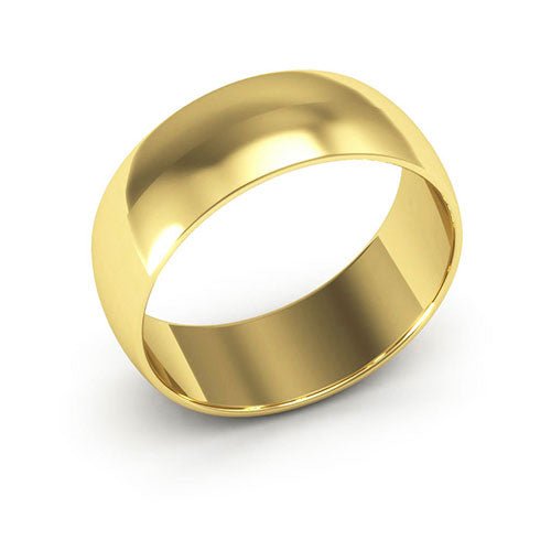 14K Yellow Gold 7mm half round wedding band - DELLAFORA