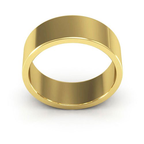 14K Yellow Gold 7mm heavy weight flat wedding band - DELLAFORA