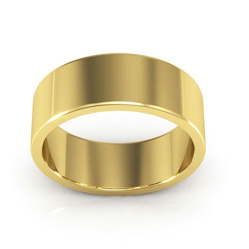 14K Yellow Gold 7mm heavy weight flat wedding band - DELLAFORA